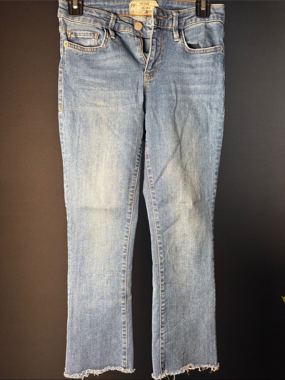 Free People Light Blue Cropped Jeans with Raw Hem Size 26